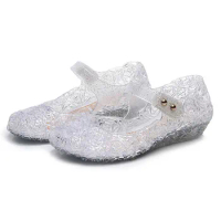 Toddler Infant Kids Baby Girls Summer Crystal Sandals Frozen Princess Jelly High-Heeled Shoes Fashion Girls Party Dance Shoes