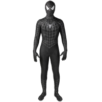 Tobey Maguire ชุดสไปเดอร์แมนสีดำ/ แดงคอสเพลย์ซูเปอร์ฮีโร่ Zentai ชุดสูทคอสตูมฮัลโลวีนสำหรับ S/เด็ก