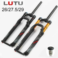 LUTU MTB Fork 26'' 27.5'' 29" Air Supention Mountain Bike Fork Straight Tube Manual Lock Bicycle Forks Durable Suspension Fork