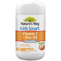 Mom hugging Nature's Way Kids Smart Vitamin C Zinc &amp; D3 Chewables 75 pack