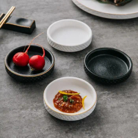 Ceramic Vinegar Dish 3.5 Inches Dipping Dishes Household Soy Sauce Snack Plate White Black Seasoning Small Bowl Kitchen