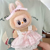 內地直送 - 僅衣服】一二代盲盒坐坐派對衣服搪膠盲盒labubu 拉布布著替粉色裙
