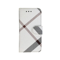 【Aguchi 亞古奇】iPhone 14/14 Plus/14 Pro/14 Pro Max 精品版 英倫格紋經典手機皮套 - 白色