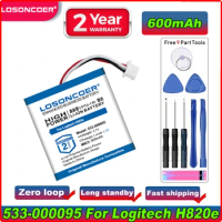 LOSONCOER 600mAh 533-000095 For Logitech H820e Battery