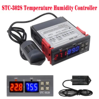STC-3028 Dual Digital Thermostat Temperature Humidity Controller Thermometer Hygrometer for Incubator Greenhouse 12V/24V/220V
