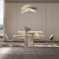 Light and luxurious dining table Modern simple rectangular designer New small family dining table Marble dining table
