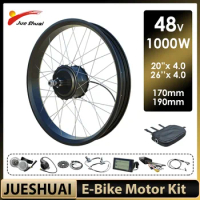 48V 1000W E Bike Conversion Kit 20Inches 26Inches Rear Brushless Hub Motor Wheel Fat Tires for Snowy Land EBike Conversion Kit