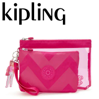 【Kipling】BARBIE 粉嫩果凍拉鍊袋手拿包-DUO POUCH L
