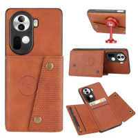 For OPPO Reno 11 5G Case Car Magnetic Holder Card Slot Wallet Cases For OPPO Reno11 5G 6.7" CPH2599 Silicone Leather Back Cover