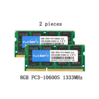 Tecmiyo Laptop RAM 16GB ( 2X 8GB ) DDR3 1333MHz PC3-10600S 2RX8 CL11 SODIMM 1.5V 204pin Notebook Memory -Green