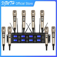 Upscale Digital Wireless 8 Microphone System 8 SKM9000 Karaoke Handheld Dynamic Mic System for DJ Studio Performance Singing