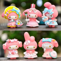 Miniso Sanrio Kawaii My melody Tea Party Series Cute Cartoon Blind Box Doll Hand Figure Cake Ornament Toy Birthday Surprise Gift