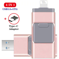 4 in 1 Type-c OTG USB Flash Drive USB Flash 3.0 Pendrive 64GB USB Stick 128GB Memory Stick For iPhone Android PC 256 GB