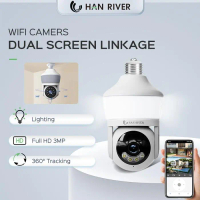 HAN RIVER CCTV Camera Smart Bohlam Lensa Full HD Rotation 360 Tracking Voice Smart Wifi Kamera HRJK-
