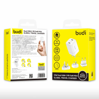 BUDI AC016RSW 33W 雙口 TYPE-C PD 旅行充電器 白色 (V018) 