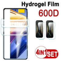 4IN1 Soft Film For Xiaomi Poco F4 GT F3 F2 Pro 2PCS Hydrogel Screen Gel Protector+2PCS Lens Safety Glass For Poco F4GT F3GT F 3