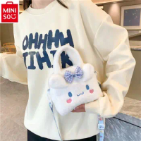 MINISO Sanrio Cartoon Small Body Bag 2024 New Kuromi Handbag Cute Portable Children's Plush Bag
