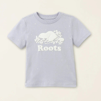 Roots小童-星際遨遊系列 滿版星辰海狸LOGO有機棉短袖T恤(紫色)-5T