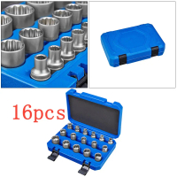 Hot Sale 16pcs 12 Point Socket Set Chrome Vanadium Steel Socket Twelve Angle