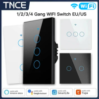 TNCE Tuya Switch US/EU WiFi,1/2/3/4Gang Yes/No Neutral Wire,Wall Touch Light Control,Smart life APP,Voice with Alexa Google Home