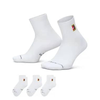 NIKE Unisex Tennis Court Everyday Cushioned Crew Ankle Socks 3 Pairs Kaos Kaki Tennis Pria / Wanita 