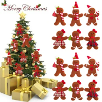 3Pcs Christmas Gingerbread Man Doll Pendants Xmas Tree Hanging Ornaments Christmas Decorations for Home New Year Kids Gift