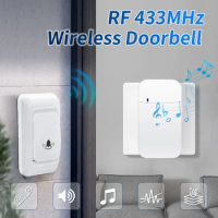 RF 433MHz Wireless Doorbell Waterproof House Chime 100M Remote EU US Plug Home Remote Welcome Door Bell Calls 38 Ringtones