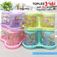 ET145 NEW!! Toples YUKI 1100 ml + Nampan  Set 5 Large // SET 3 LARGE // TOPLES KUE LEBARAN CANTIK //