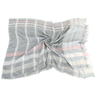 FABIANA FILIPPI 莫代爾羊毛混紡金蔥格紋流蘇圍巾(灰色)