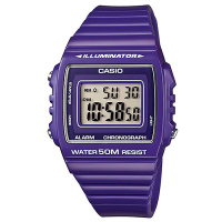 CASIO 超亮LED大螢幕方形數位錶(W-215H-6A)-活力紫/40mm