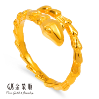 【GJS 金敬順】黃金戒指時尚金蛇(金重:1.14錢/+-0.03錢)