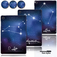 Anti-fall Hard Shell Tablet Protective Case for Samsung Galaxy Tab S5e T720 T725 10.5" with Starry Pictures of 12 Constellations