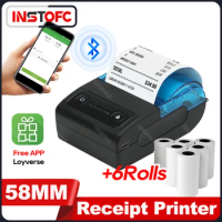 Portable 58mm Receipt Bill Printer Bluetooth Wireless Loyverse Mini Pocket POS Thermal Printer Small Business Android Windows