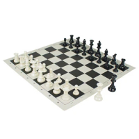 97mm Tournament Chess Set and Roll-up Board - Portable Chess Set, Competition Chess Set, Board Game, Club Chess Set