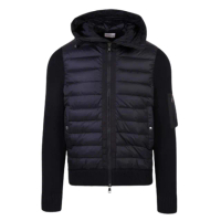 【MONCLER】男款 前襟羽絨連帽針織外套-黑色(1號USA-S、2號USA-M、3號USA-L、4號USA-XL、5號USA-XXL)
