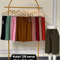 Celana Kulot Pendek 7/8 Cringkel Airflow||Kulot Tali Serut Pendek Jumbo Santai Wanita