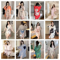 DRESS SATIN PIYAMA DASTER BAJU TIDUR SANTAI IMPORT WANITA LENGAN PENDEK BAHAN SATEN KENYAMANAN ELEGA