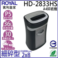 【ROYAL賓利皇家】HD-2833HS節能省電系列碎紙機