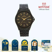 Mirage Jam Tangan Pria Analog 8709 M Full Black Original Stainless Plat Hitam