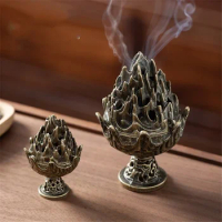 Mini Antique Boshan Furnace Bronze Incense Burner Replica of Han Dynasty Gold Inlaid Copper Household Incense Burner Indoor