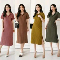 Dress Knit Premium - Dress Korean Style - Gaun Santai Wanita Lengan Pendek