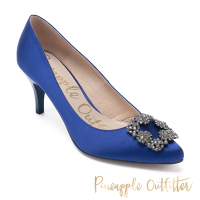 Pineapple Outfitter-Shining Pixel 璀璨名媛方鑽飾釦尖頭高跟鞋-藍色