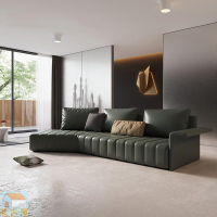現代輕奢皮沙發意式極簡風格弧形客廳簡約納帕皮設計師 異形沙發