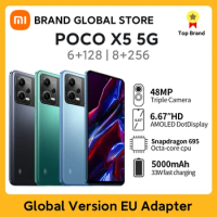 Global Version POCO X5 Cell Phone NFC 5G 128GB/256GB 6.67"120Hz AMOLED Snapdragon 695 33W charger 5000mAh Battery Smart Phone