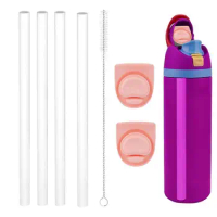 Drinking Straws With Cleaning Brush For Owala FreeSip Water Bottle Top Lid Seal Bottle Caps Leak For Stainless Steel Owala