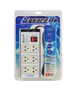 ปลั๊กไฟ Square D6 ช่องเสียบอุปกรณ์ 6 ช่อง 3 ขา พร้อม 1 สวิตช์ สีดำ