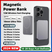 2024 New 10000mAh Magnetic Wireless Power Bank 20W Fast Charger For iPhone 15 14 13 12 11 External Battery For Magsafe Powerbank