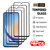 4Pcs Full Cover Tempered Glass For Samsung Galaxy A05 A15 A25 A35 A55 Screen Protector A54 A34 A24 A14 A04 Protection Glass Film