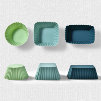 Silicone Muffin Cups Set, Thickened Square/Round/Rectangle Baking Cups, Reusable Silicone Cake Molds
