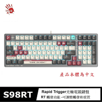 A4 Bloody S98RT靜音降噪Rapid Trigger有線自訂義RT光軸電競鍵盤-像素大戰 紅色